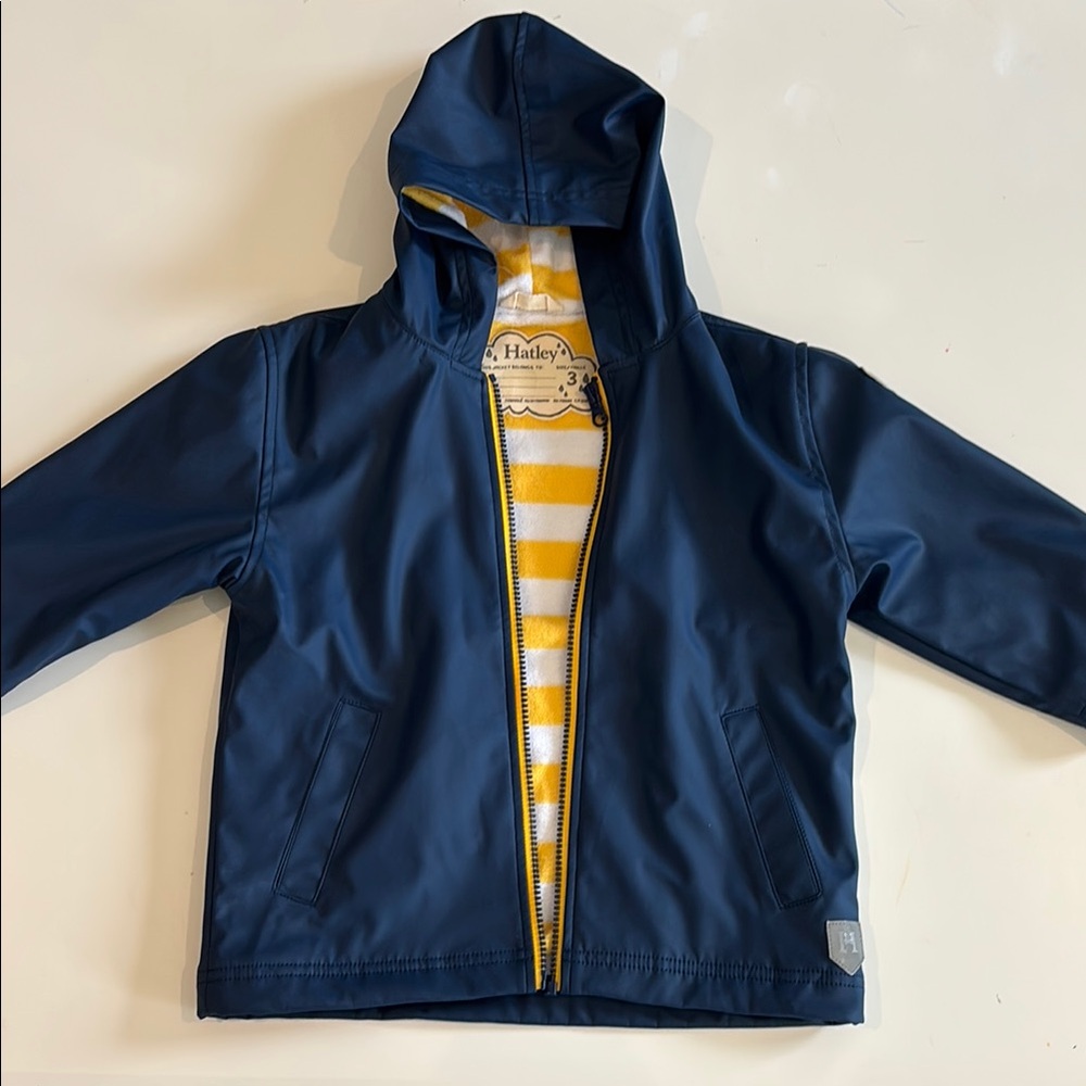 Navy Hooded Jacket with Striped Lining